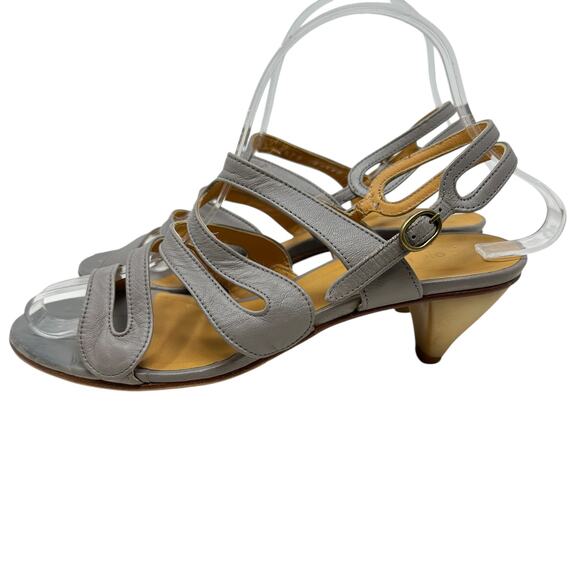 Coclico Leather Sandals Kitten‎ Heel Strappy Slingback Gray Size 38.5 US 8 8.5 - Picture 11 of 15
